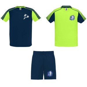 Juve uniszex sport szett, fluor green, navy blue (T-shirt, pl, kevertszlas, mszlas)
